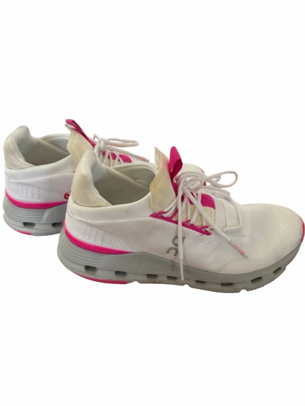 On Running Women's White and Pink‎ Athletic Running Shoes